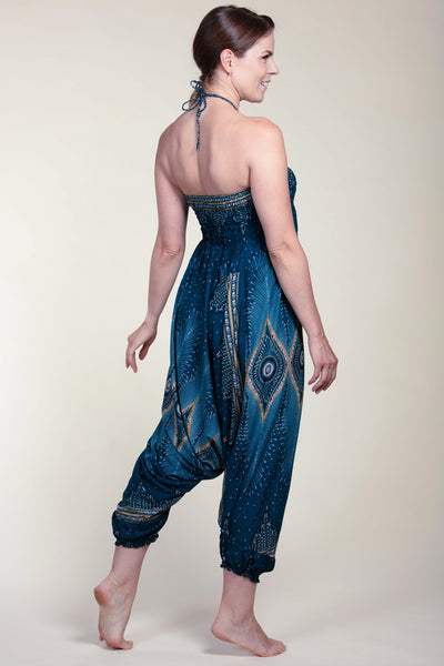 Diamond Peacock Turquoise Artisan Jumpsuit Haaremihousut