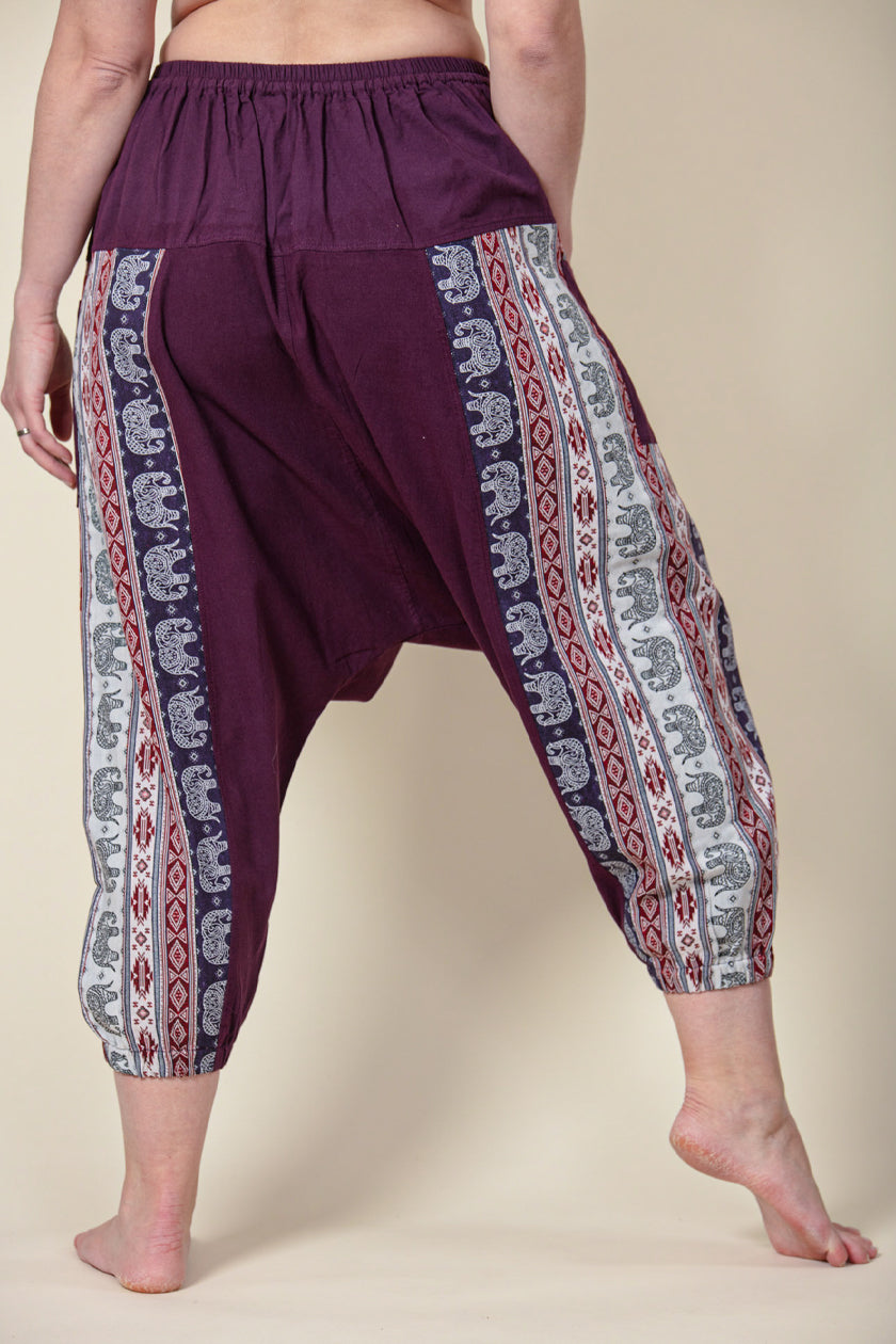 Aztec Elephant Purple Medium Low Cut Haaremihousut