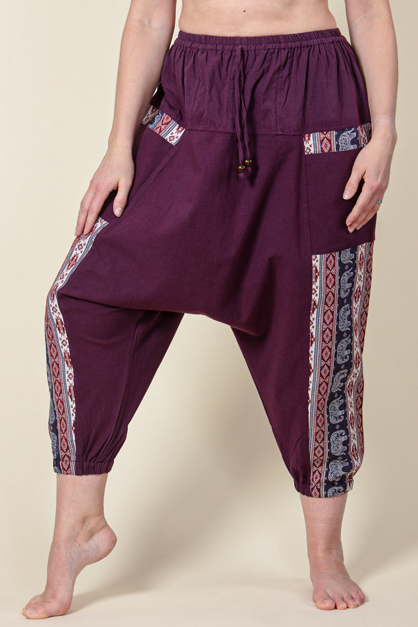 Aztec Elephant Purple Medium Low Cut Haaremihousut