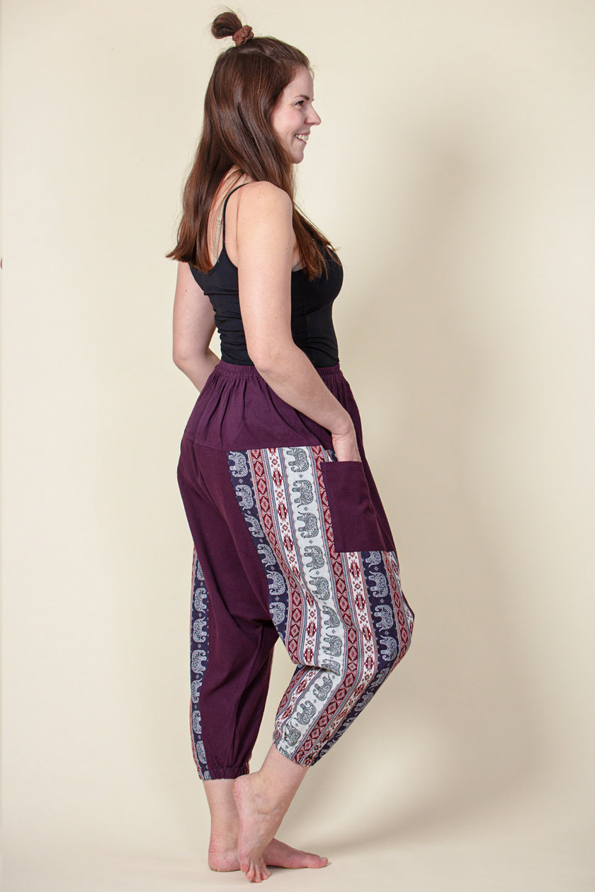 Aztec Elephant Purple Medium Low Cut Haaremihousut