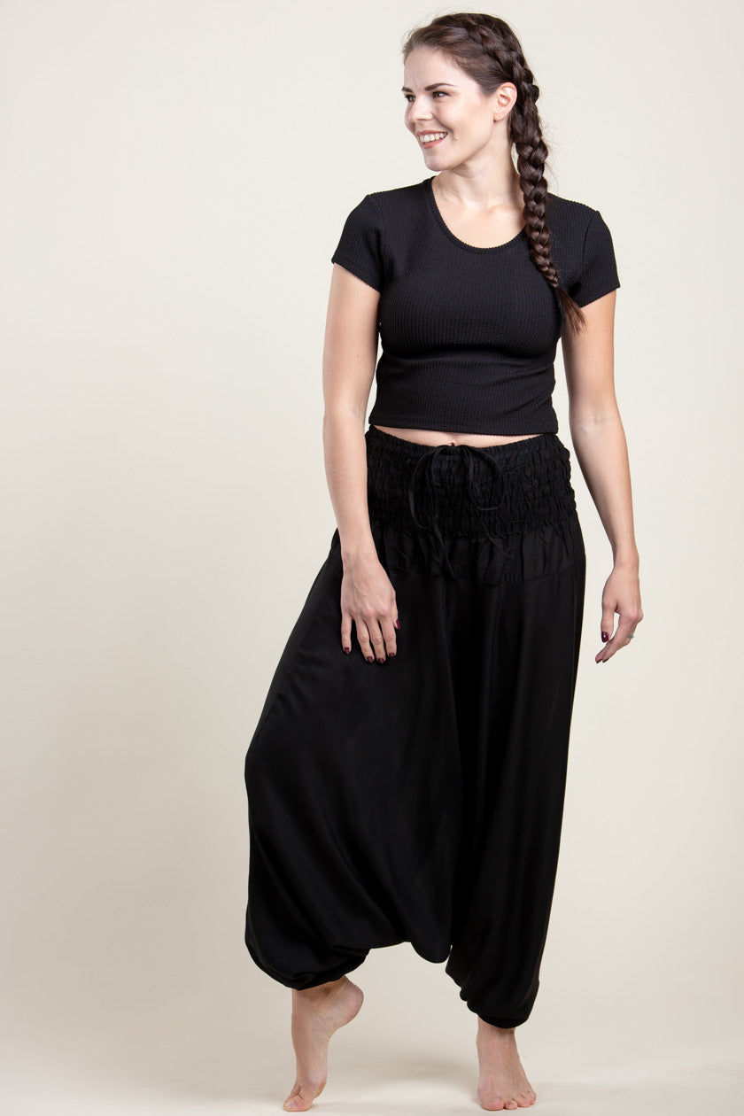 Boho Black Artisan Jumpsuit Haaremihousut