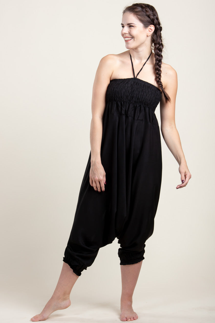 Boho Black Artisan Jumpsuit Haaremihousut