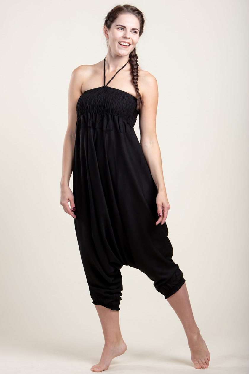 Boho Black Artisan Jumpsuit Haaremihousut