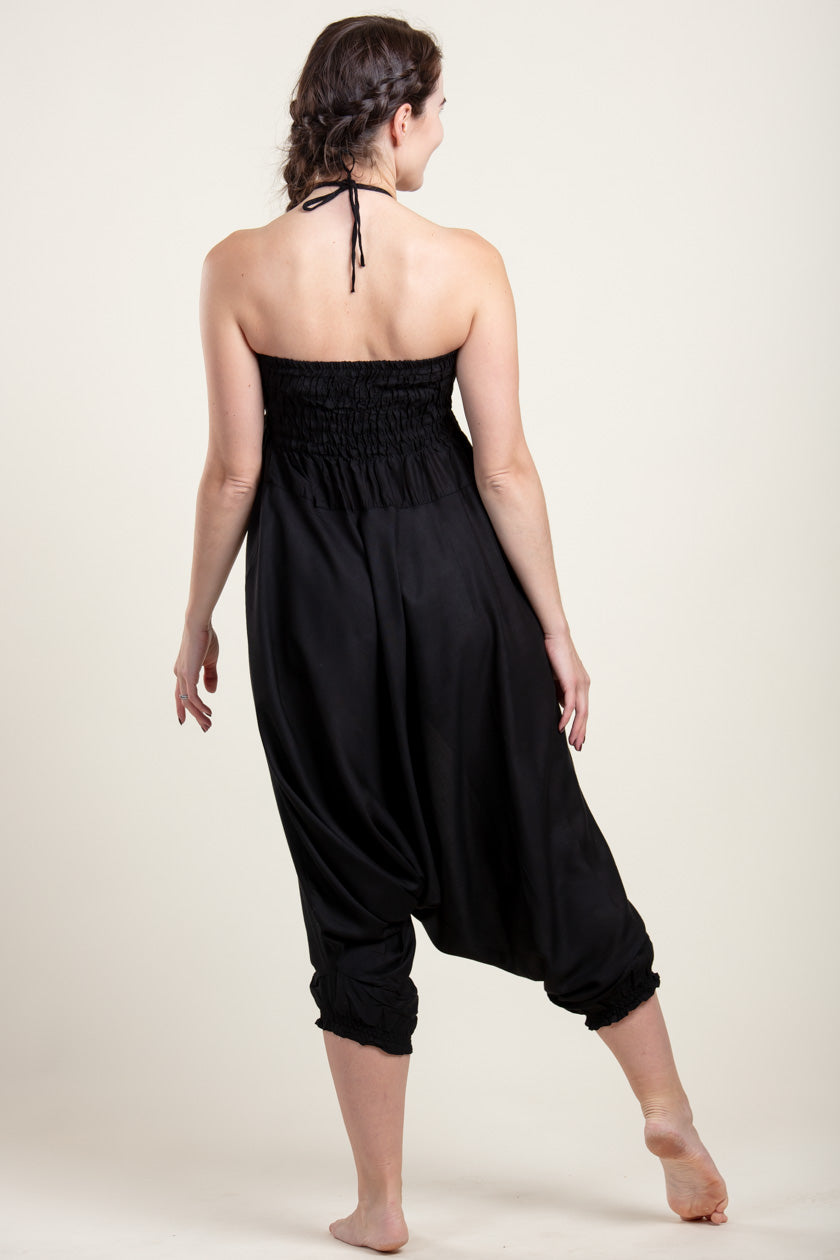 Boho Black Artisan Jumpsuit Haaremihousut