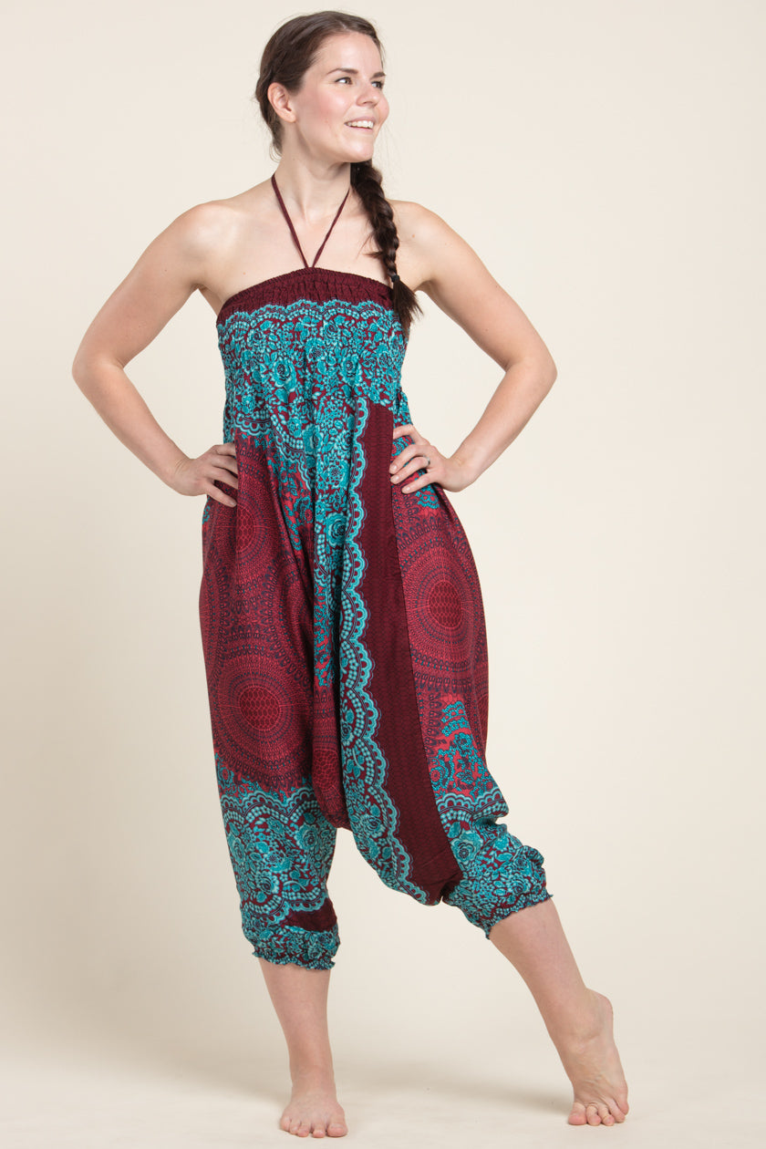 Mandala Red Artisan Jumpsuit Haaremihousut