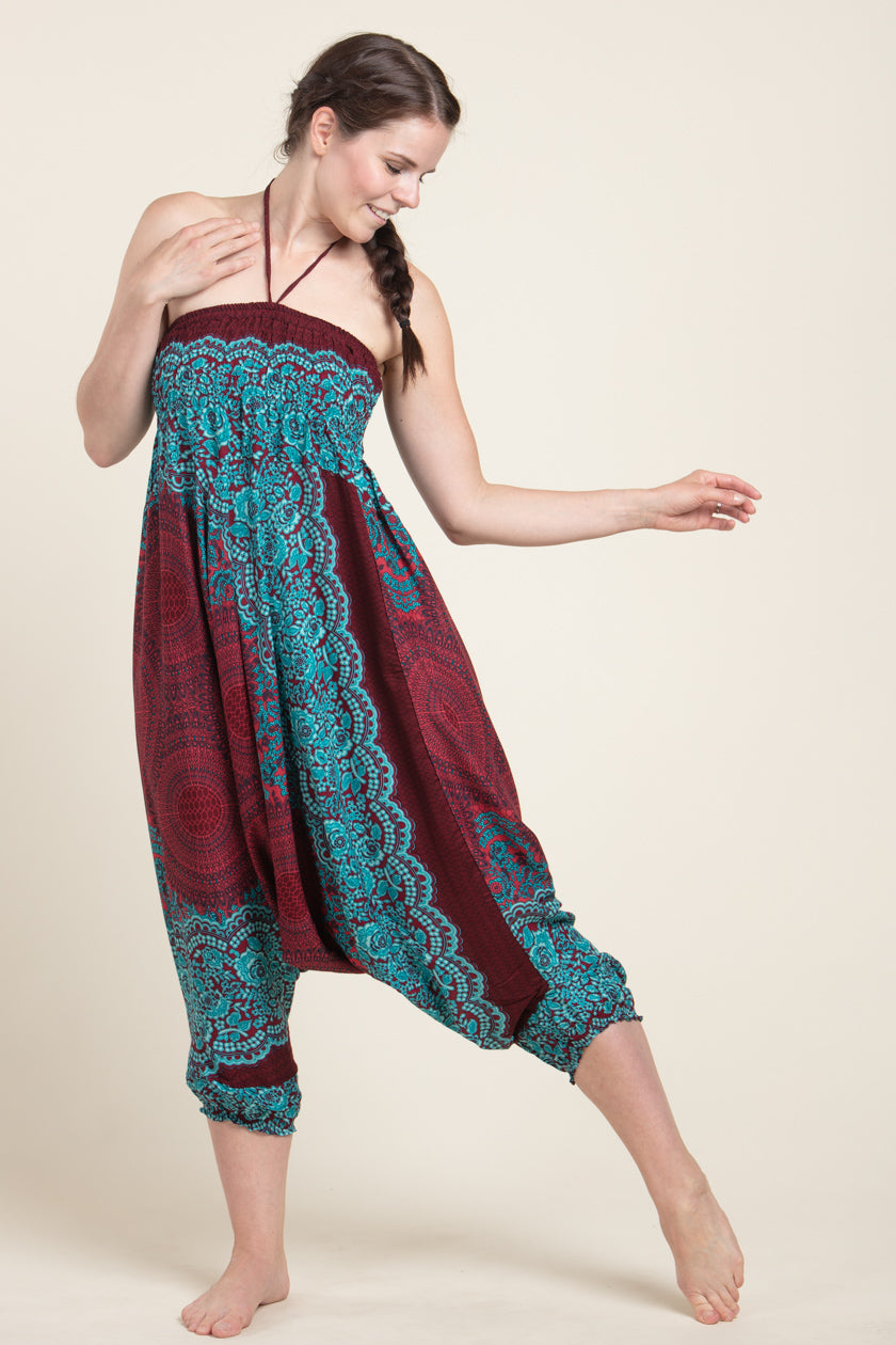 Mandala Red Artisan Jumpsuit Haaremihousut