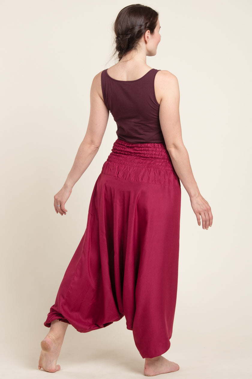 Boho Burgundy Artisan Jumpsuit Haaremihousut