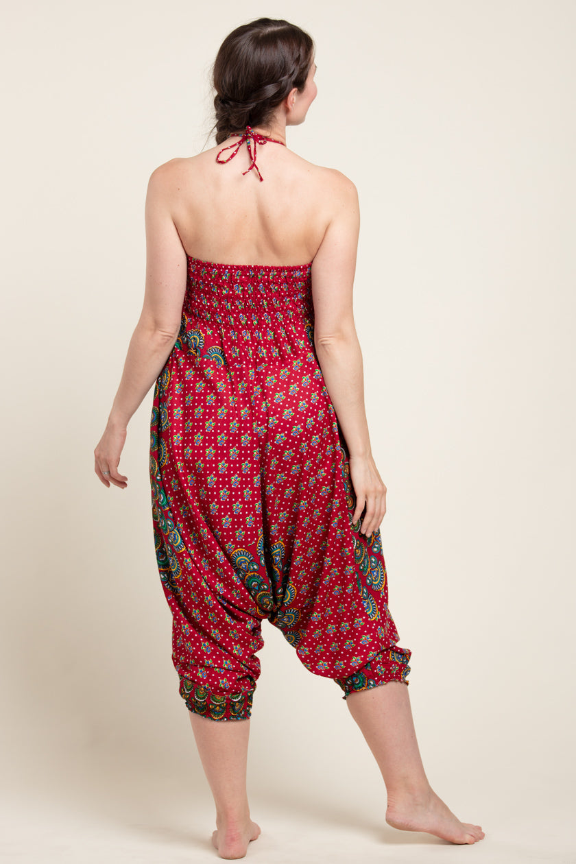 Peacock Mandala Red Artisan Jumpsuit Haaremihousut