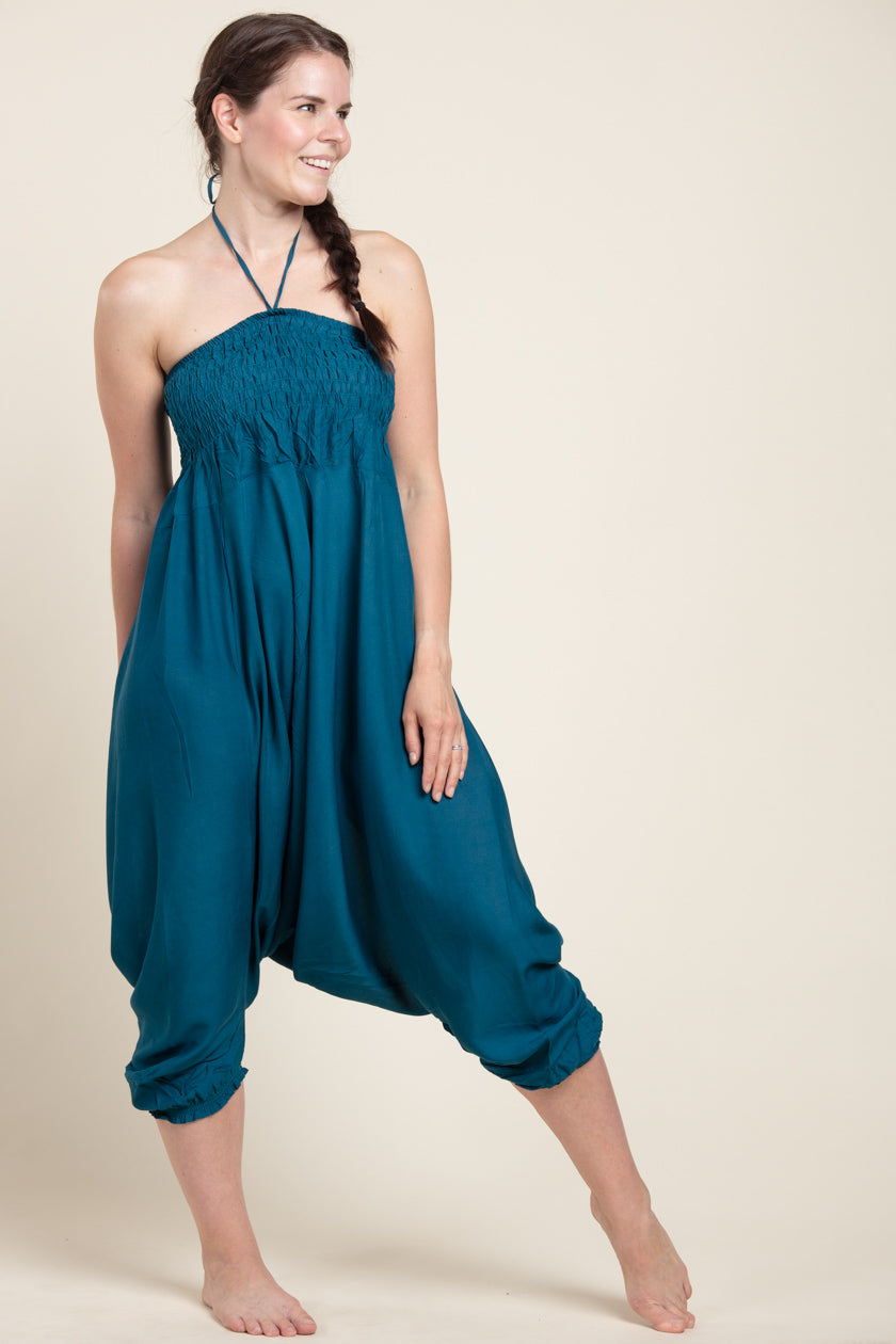 Boho Aqua Artisan Jumpsuit Haaremihousut