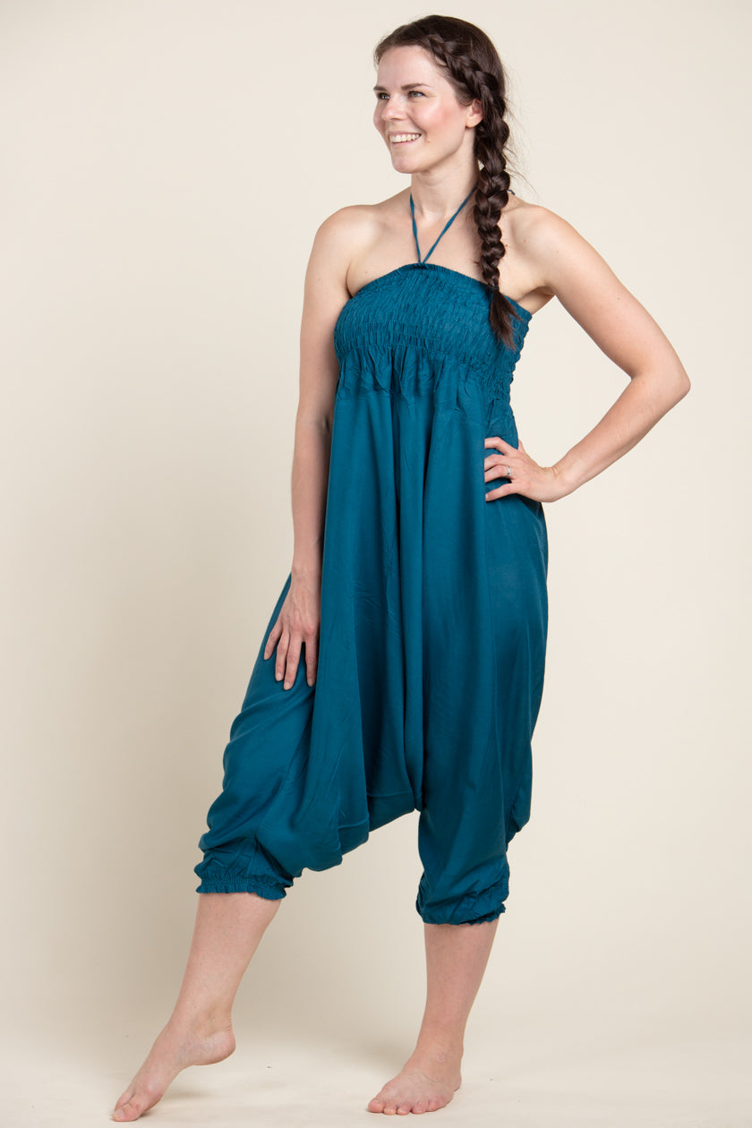 Boho Aqua Artisan Jumpsuit Haaremihousut