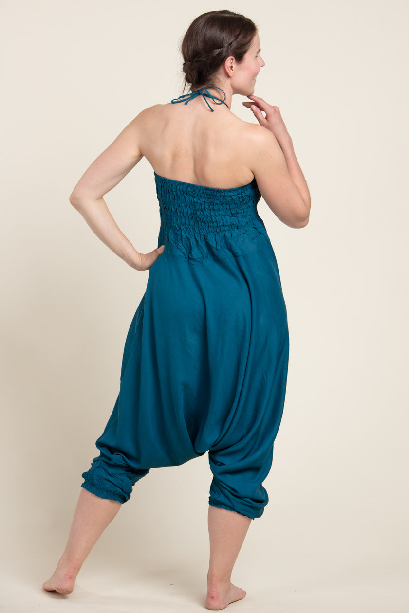 Boho Aqua Artisan Jumpsuit Haaremihousut