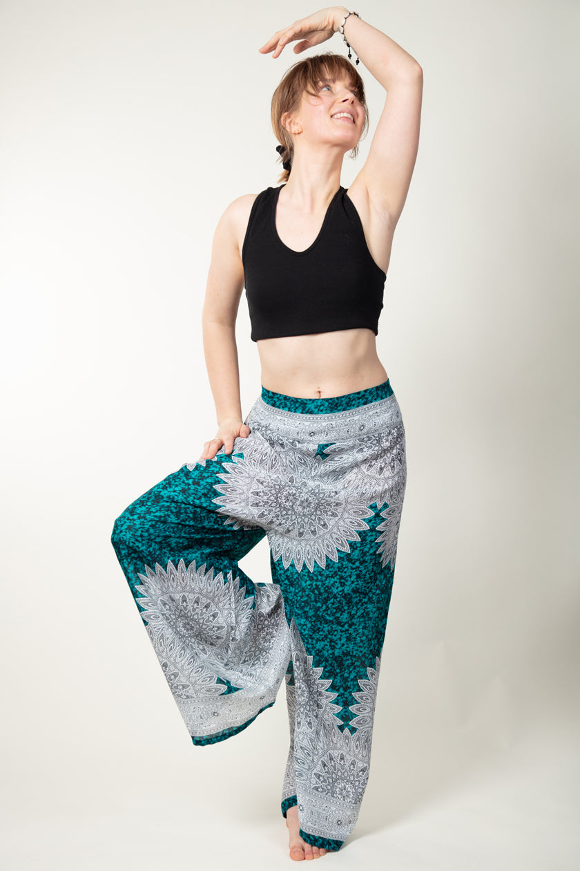 Teal Marble Mandala Artisan Palace Pants