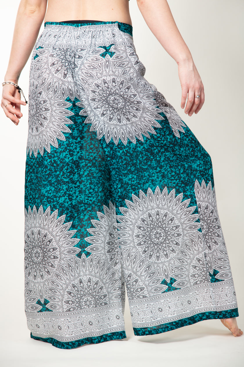 Teal Marble Mandala Artisan Palace Pants