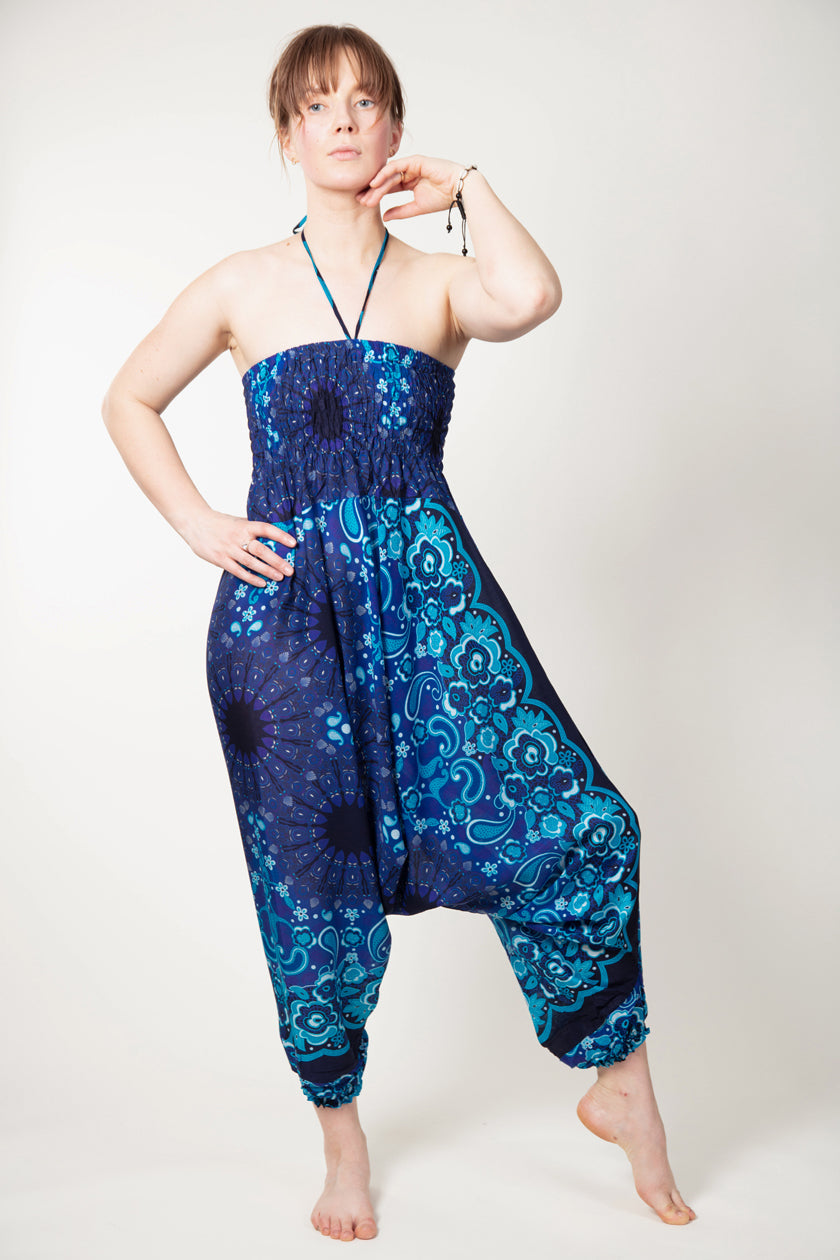 Paisley Mandala Blue Artisan Jumpsuit Haaremihousut