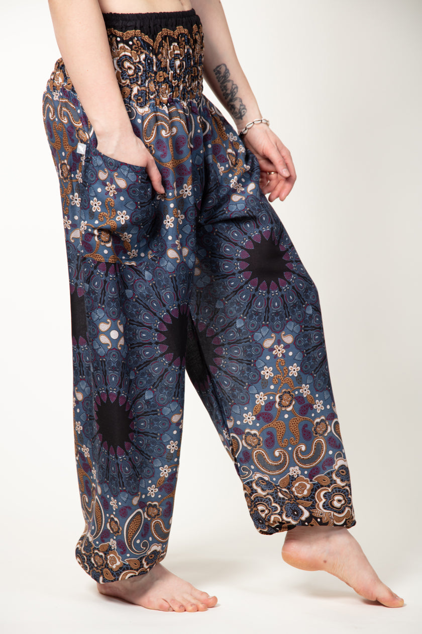 Paisley Mandala Navy Bronze Artisan Haaremihousut