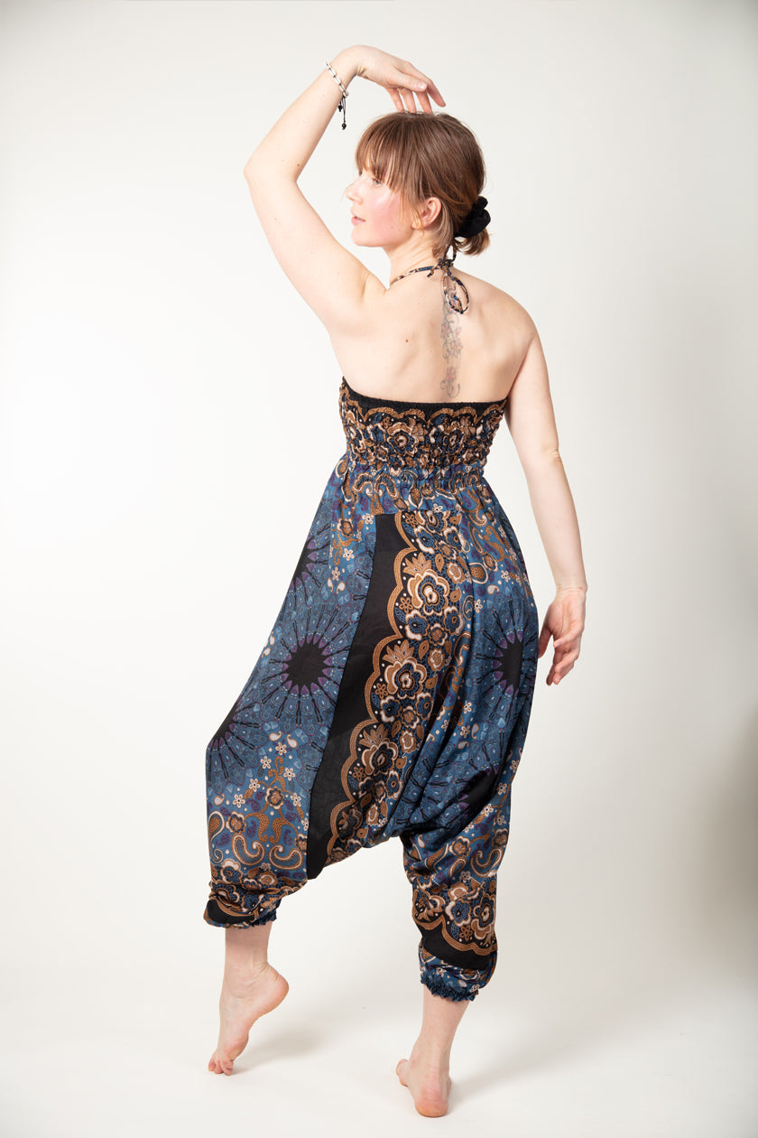 Paisley Mandala Navy Bronze Artisan Jumpsuit Haaremihousut