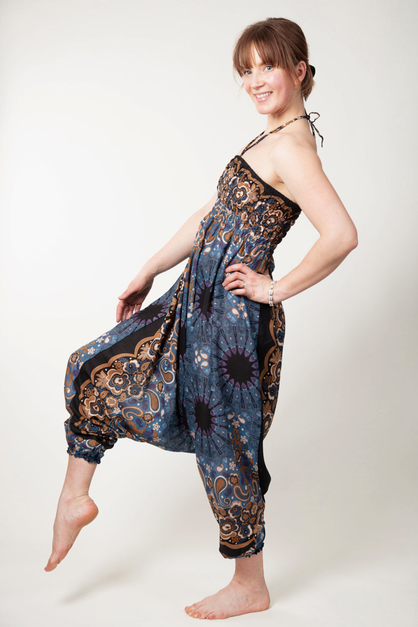 Paisley Mandala Navy Bronze Artisan Jumpsuit Haaremihousut