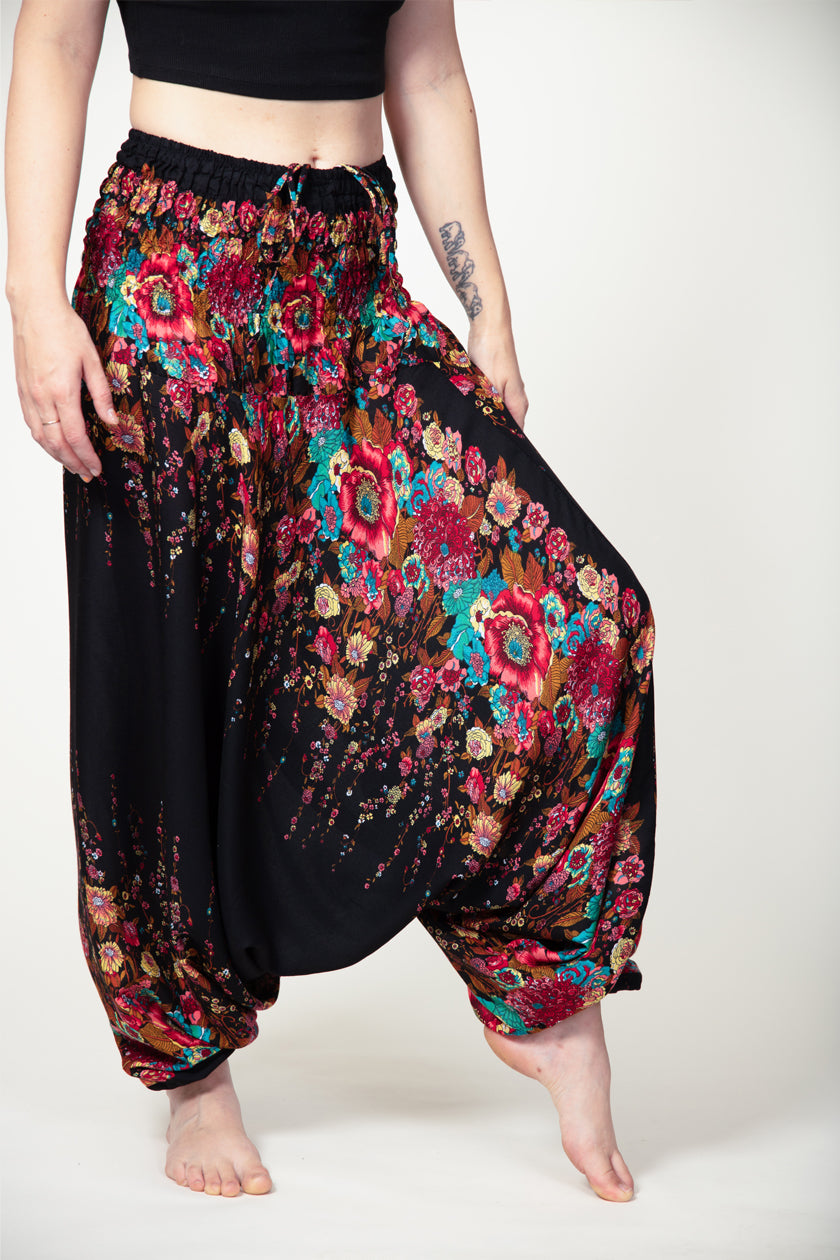 Floral Black Artisan Jumpsuit Haaremihousut