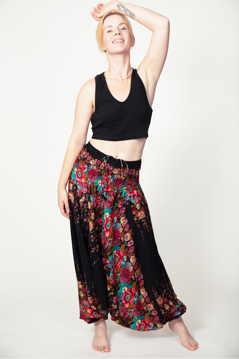 Floral Black Artisan Jumpsuit Haaremihousut