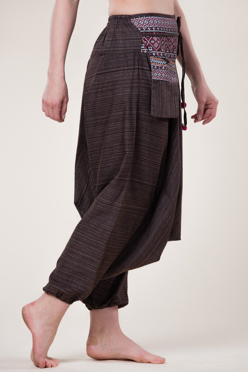 Pinstripe Brown Hill Tribe Artisan Low Cut Haaremihousut