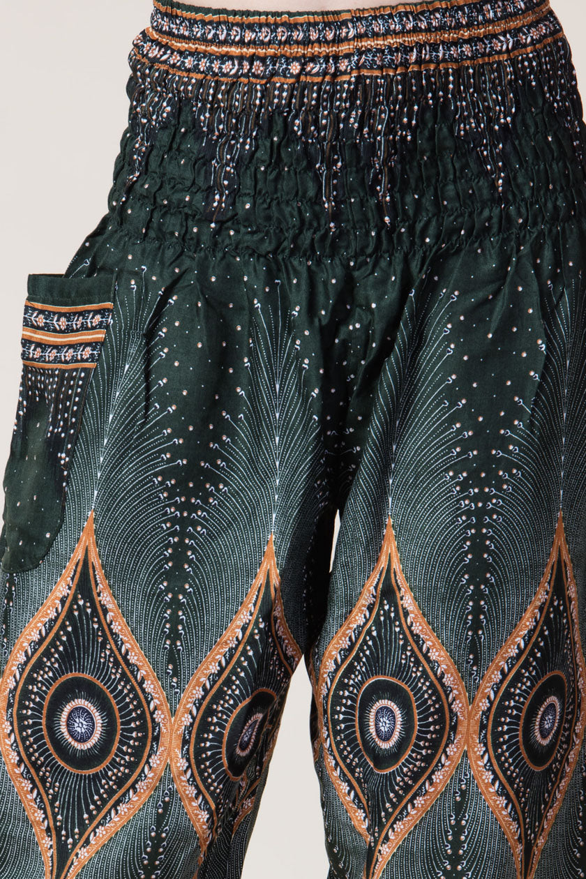 Diamond Peacock Green Artisan Harem Pants