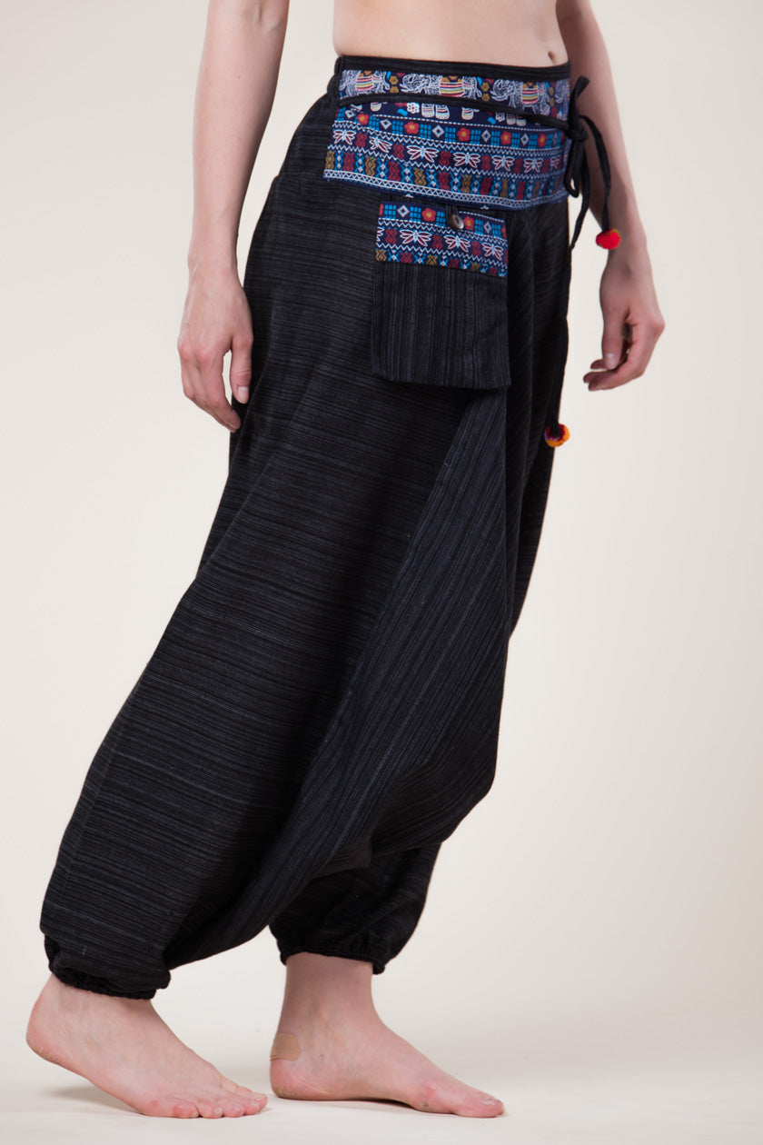 Pinstripe Elephant Black Hill Tribe Artisan Low Cut Haaremihousut