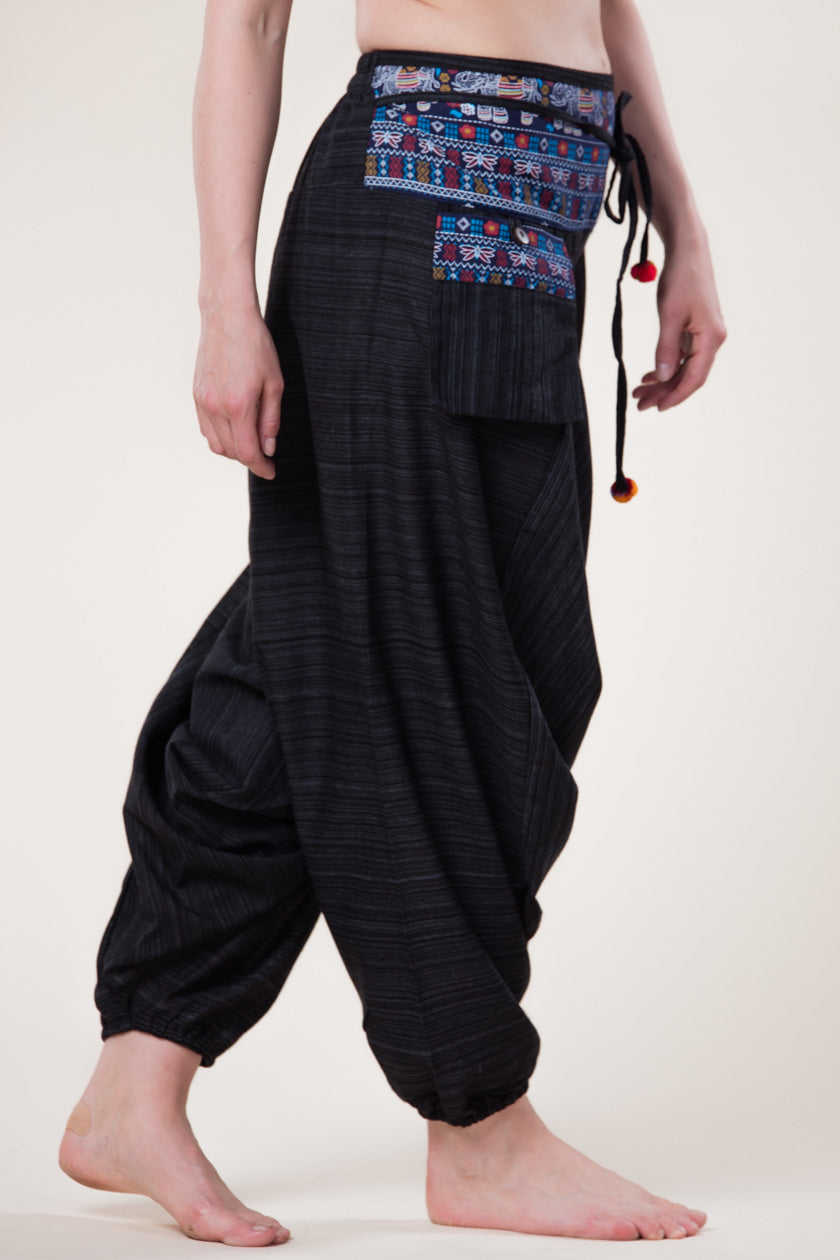 Pinstripe Elephant Black Hill Tribe Artisan Low Cut Haaremihousut