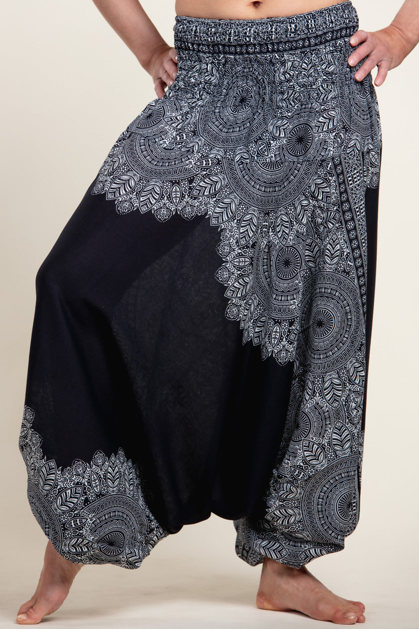 Border Mandala Black Artisan Jumpsuit Haaremihousut