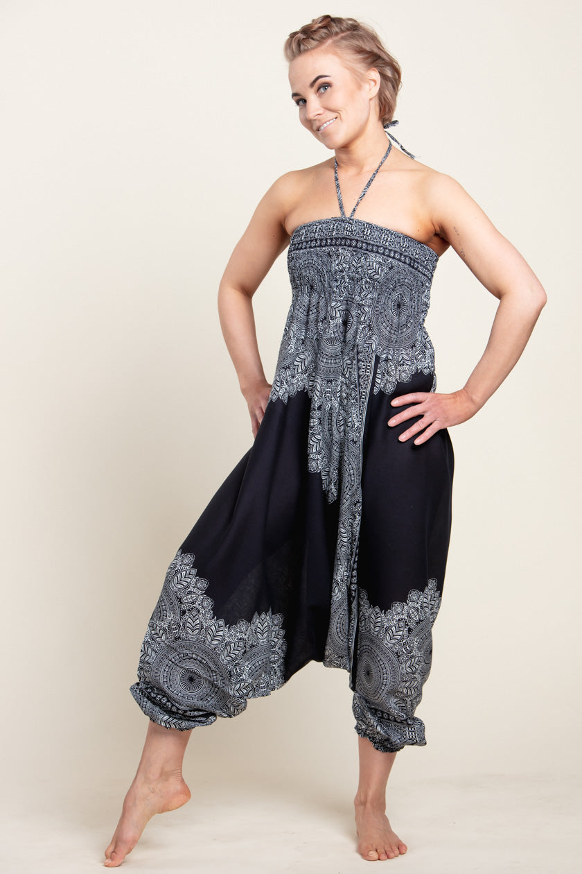 Border Mandala Black Artisan Jumpsuit Haaremihousut