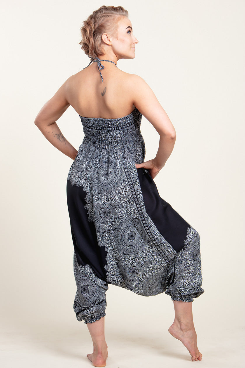 Border Mandala Black Artisan Jumpsuit Haaremihousut