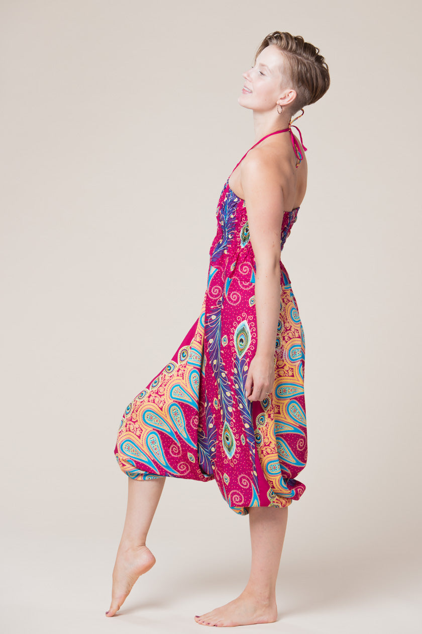 Peacock Paisley Pink Artisan Jumpsuit Haaremihousut