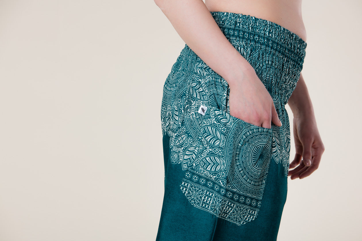 Border Mandala Teal Artisan Haaremihousut