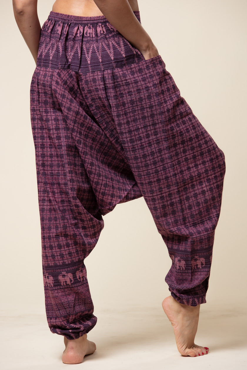 Elephant Purple Hill Tribe Artisan Low Cut Haaremihousut